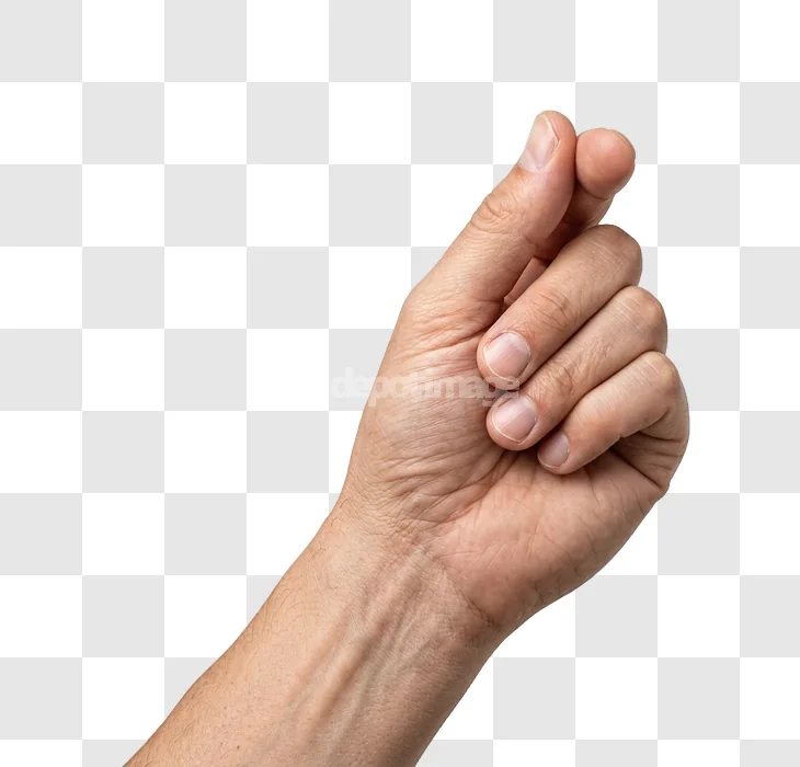 Male Hand Snapping Finger Gesture Transparent isolated against black background