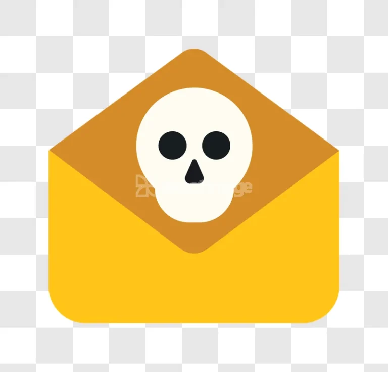 Malware Email Icon Skull Warning Danger flat icon yellow orange
