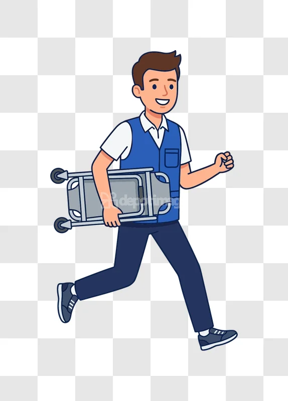 Man Running With Medical Stretcher cartoon illustration transparent background