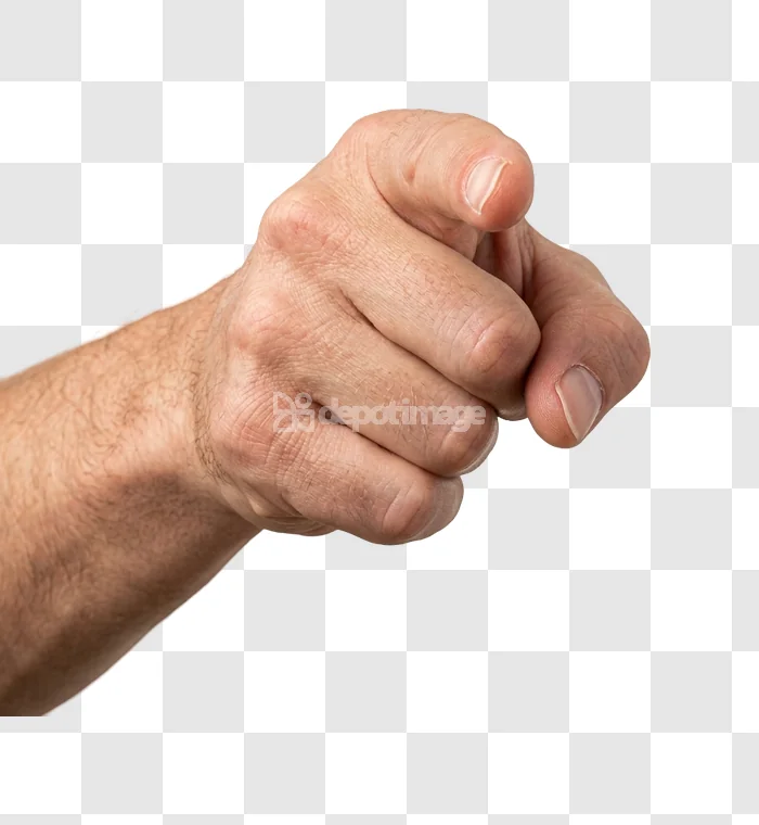 Mans Hand Pointing Forward close-up light skin tone