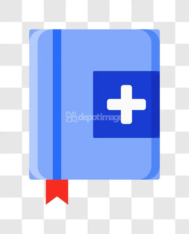 Medical Book Plus Symbol Red Bookmark flat icon blue book
