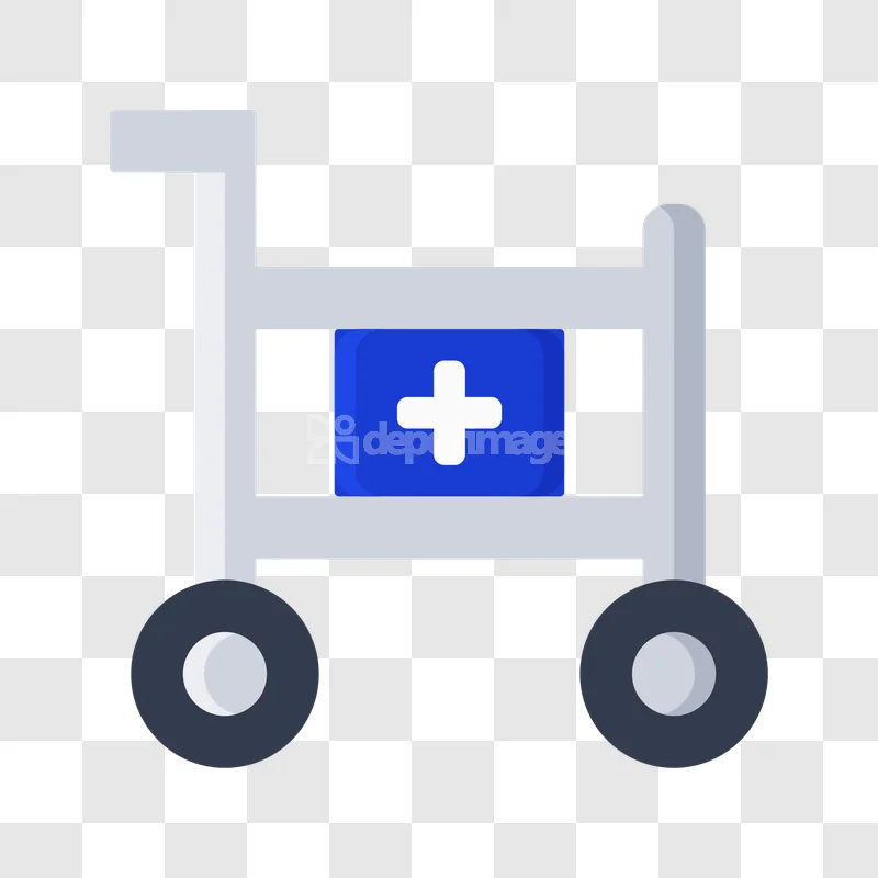 Medical Cart With First Aid Symbol flat icon transparent background