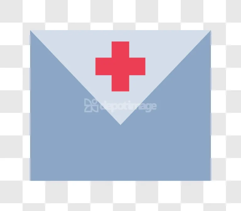 Medical Emergency Health Letter Red Cross Icon flat graphic blue gray background
