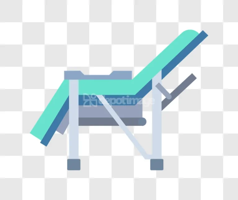 Medical Examination Bed Cyan Blue Flat Design flat style transparent background