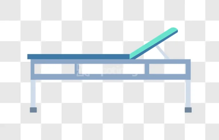 Medical Examination Table Bed Blue Teal flat design transparent background