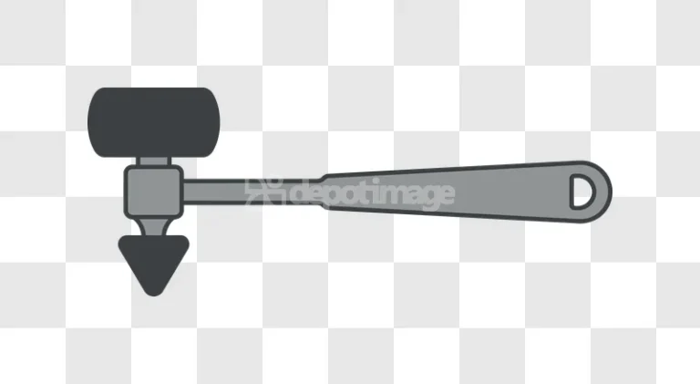 Medical Reflex Hammer Vector Illustration gray flat design with black outline
