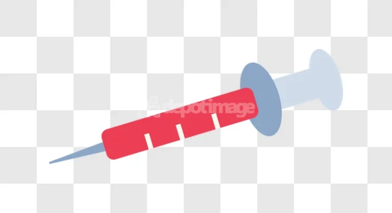 Medical Syringe Red Liquid Administer Treatment flat graphic transparent background
