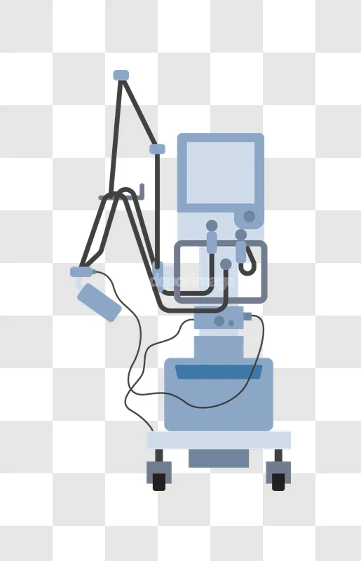 Medical Ventilator Respiratory Support Equipment Illustration flat design blue gray