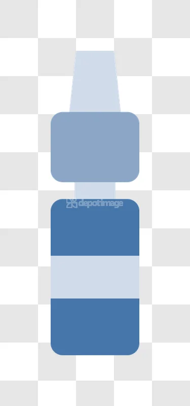 Medicine Bottle Blue Plastic Liquid Contents flat design light and dark blue