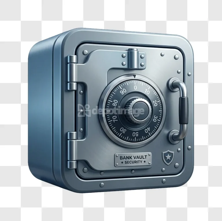 Metallic Bank Vault Safe Dial Security 3D render metallic gray