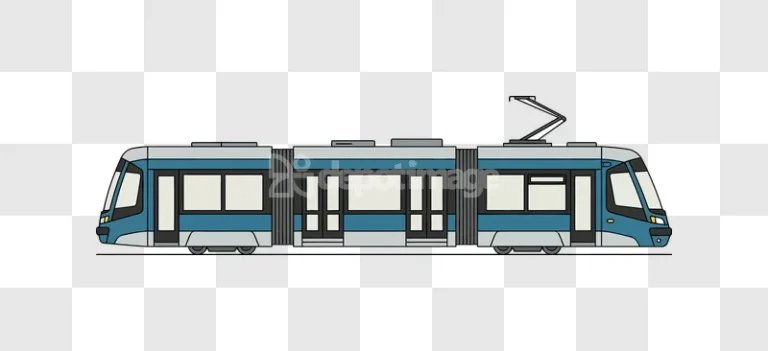 Modern Electric Tram blue gray cartoon style