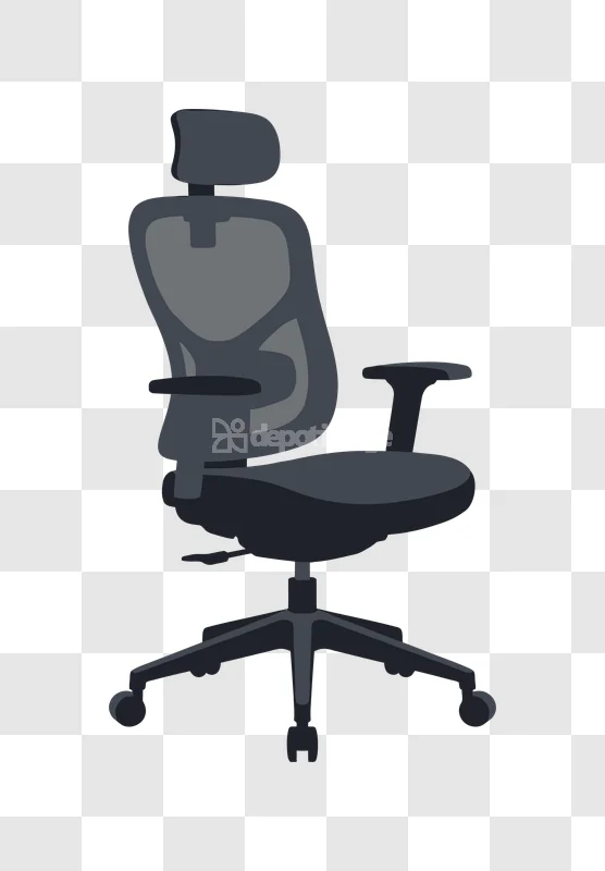 Modern Ergonomic Office Chair Dark Grey flat design transparent background