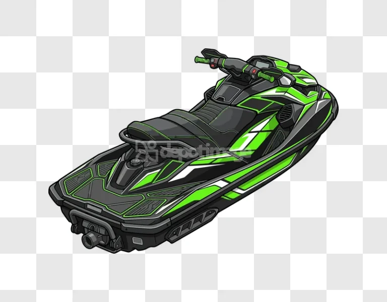 Modern Green Jet Ski Vector Illustration