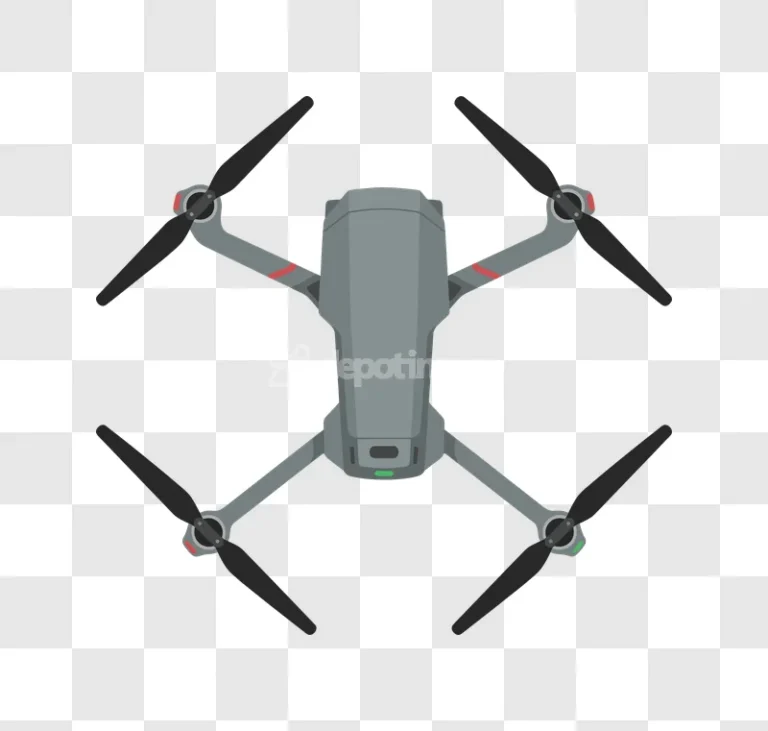 Modern Grey Drone Top View flat illustration black background