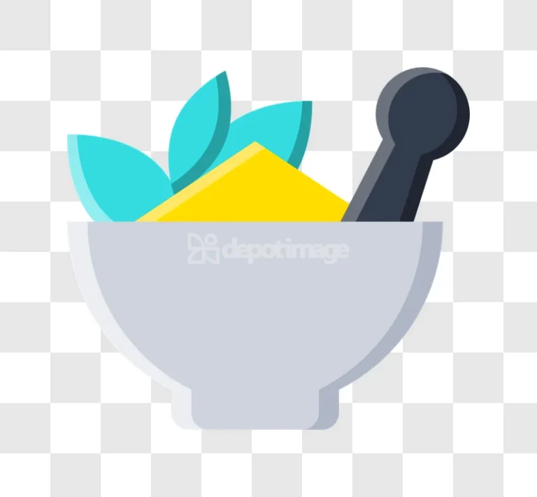 Mortar Pestle Herbal Medicine Preparation Icon flat style gray yellow teal