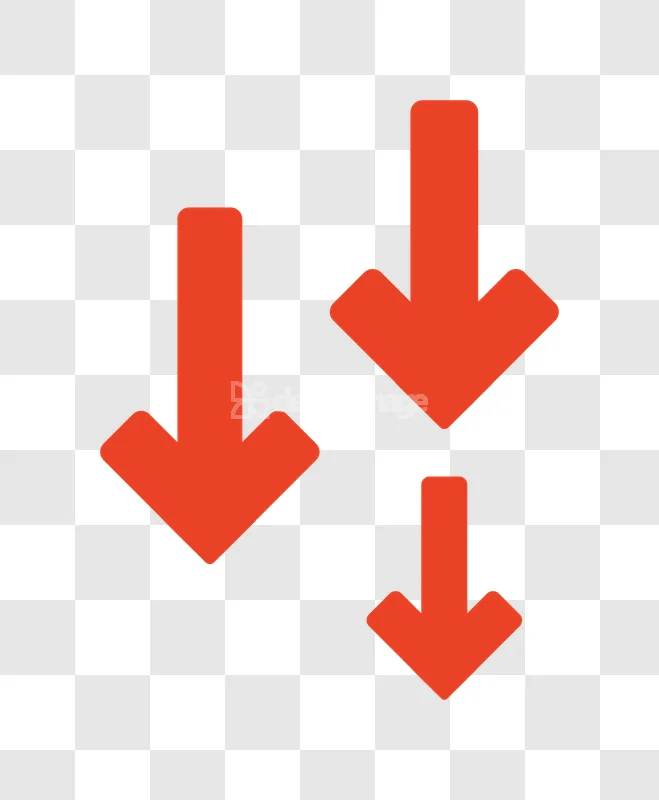 Multiple Red Down Arrows Data Flow Decrease Security three red arrows black background