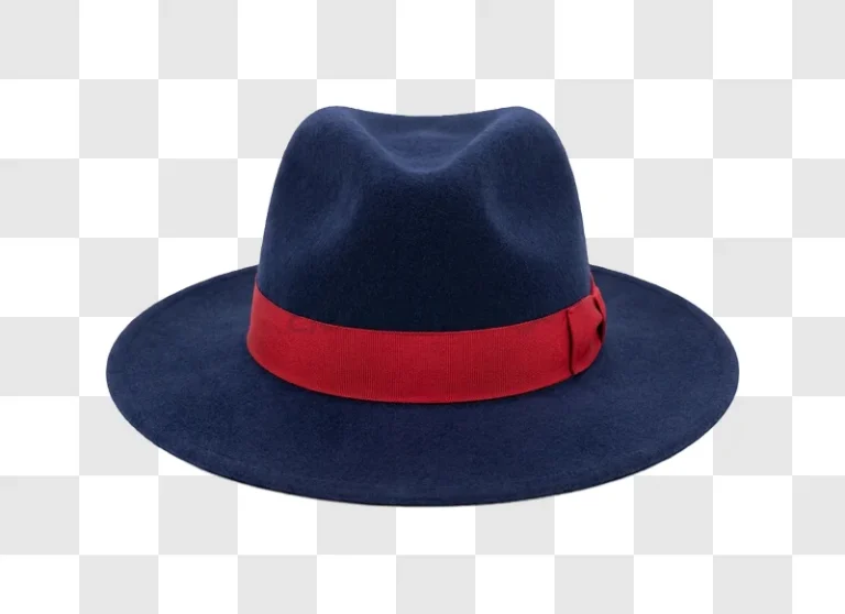 Navy Blue Fedora Hat With Red Band classic felt hat red ribbon