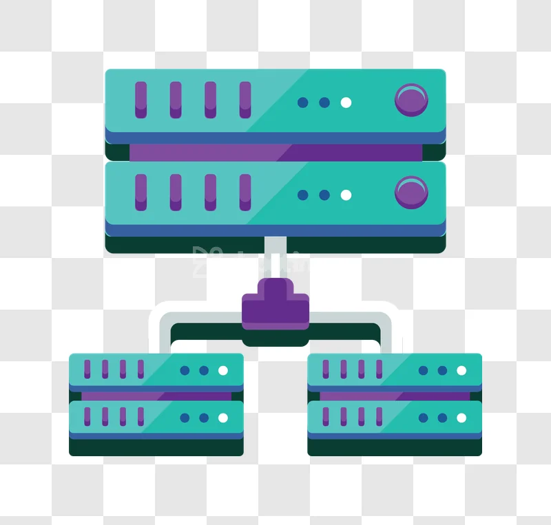 Network Data Servers Connected Technology Icon flat style teal purple