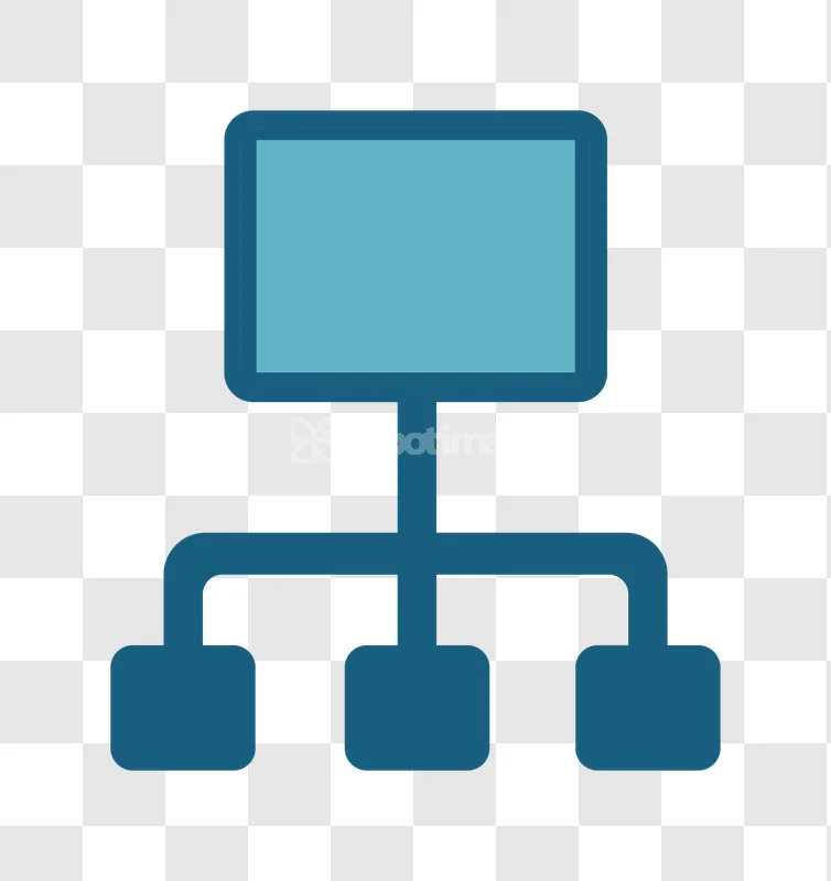 Network Security Data Flow Process Protection flat icon blue diagram