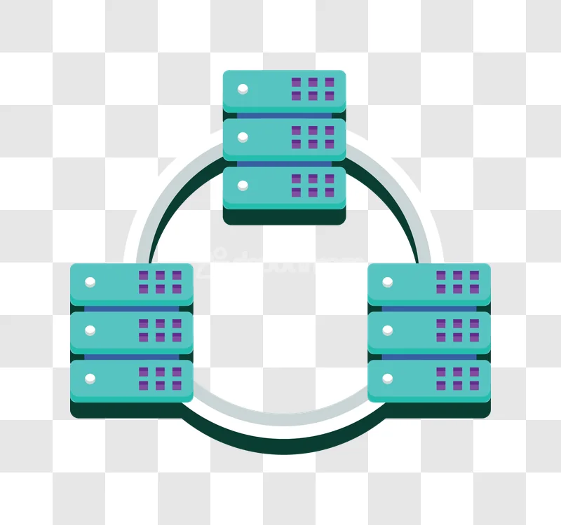 Network Server Racks Connected Ring Data Center flat illustration transparent background