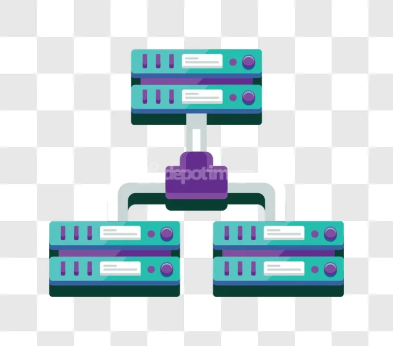 Network Tree Servers Connectivity Icon Blue Purple