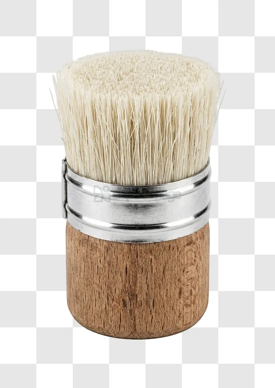 New Round Paint Brush Close up natural bristles wooden handle