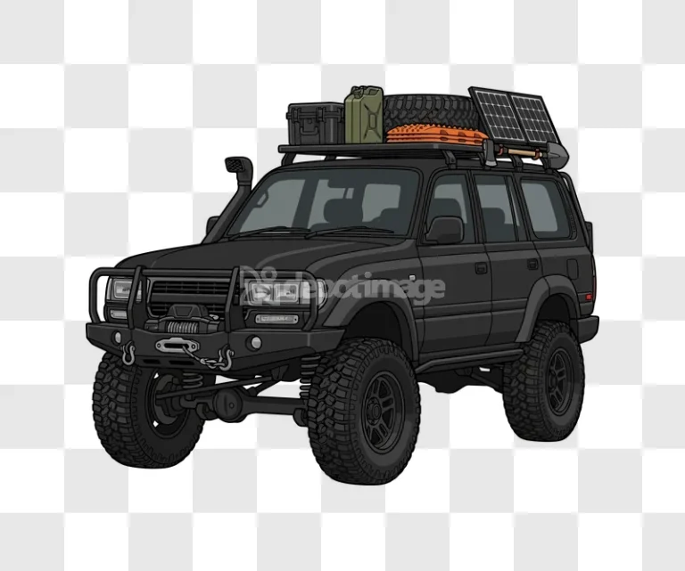 Offroad Vehicle Camping Gear black cartoon illustration transparent background