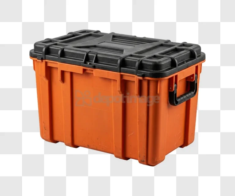 Orange and Black Storage Box Detailed Shot rugged plastic container