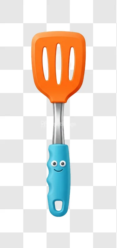 Orange Blue Slotted Spatula Happy Face colorful kitchen utensil transparent