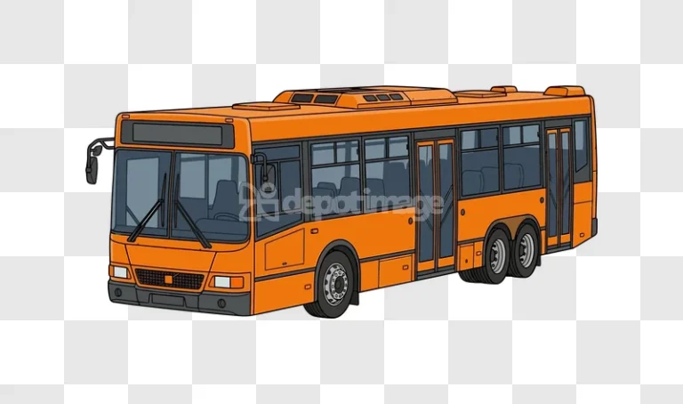 Orange City Bus Vector Illustration side view cartoon style