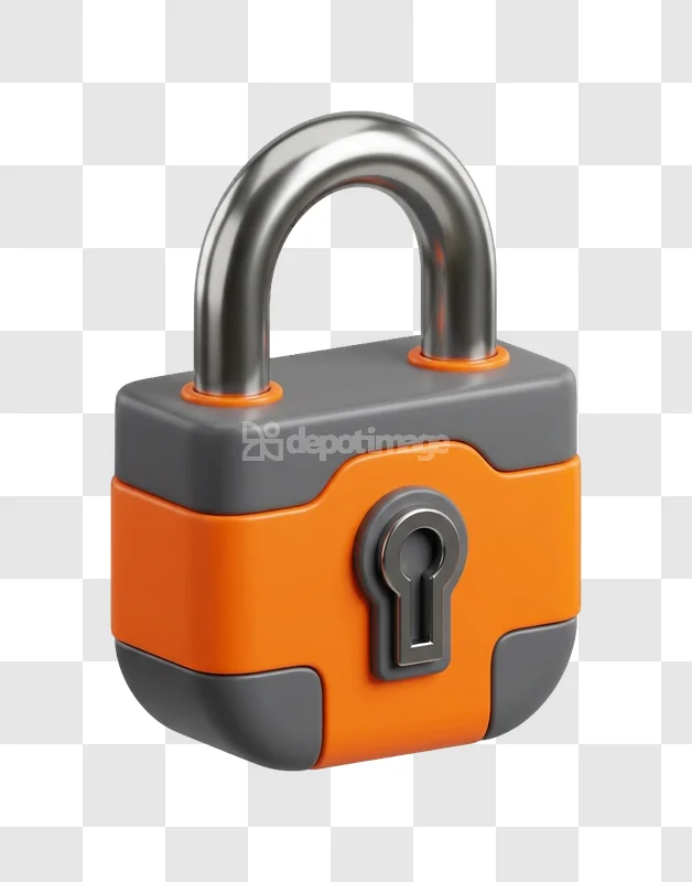 Orange Gray Padlock Security Icon
