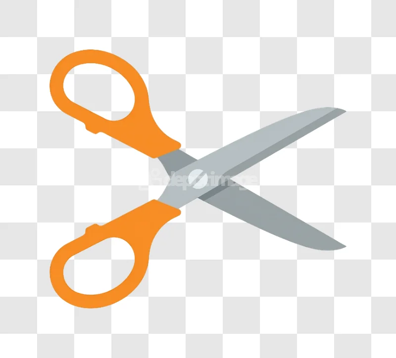 Orange Handled Open Scissors Icon flat design transparent background