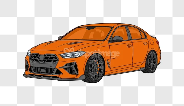 Orange Modern Sedan Car Outline Vector orange car illustration, black background