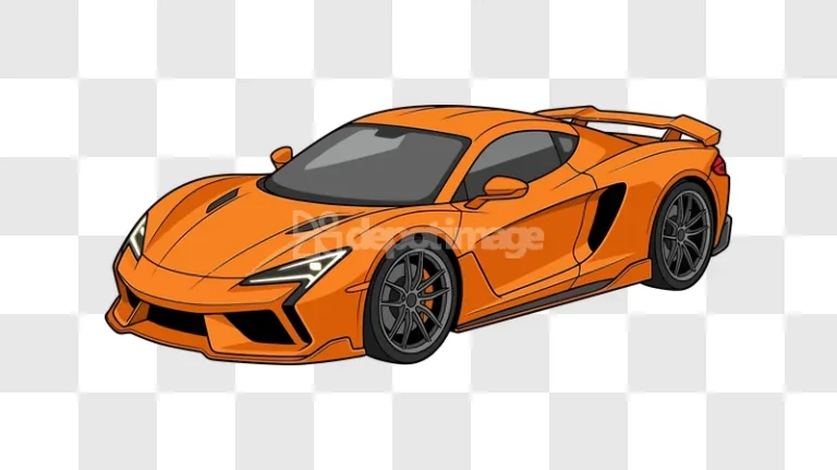 Orange Modern Sports Car Vector Art sleek orange car detailed
