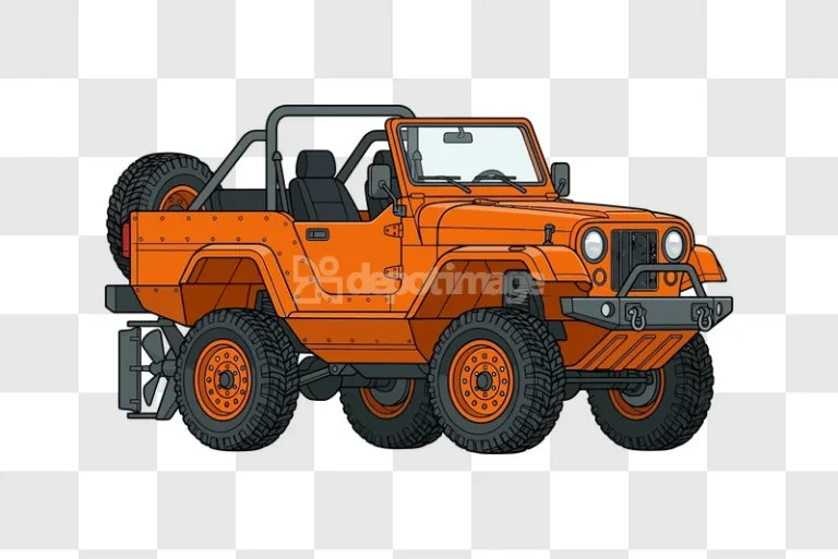 Orange Offroad Jeep Vector Art cartoon style black background
