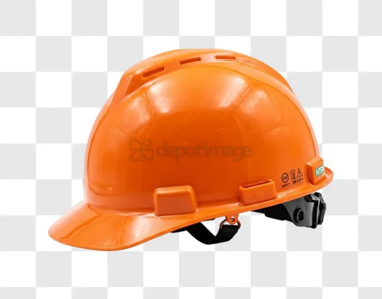 Orange Safety Hard Hat up Close View vibrant orange plastic, detailed
