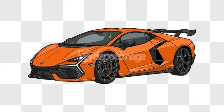 Orange Supercar Cartoon Style vibrant orange black outline