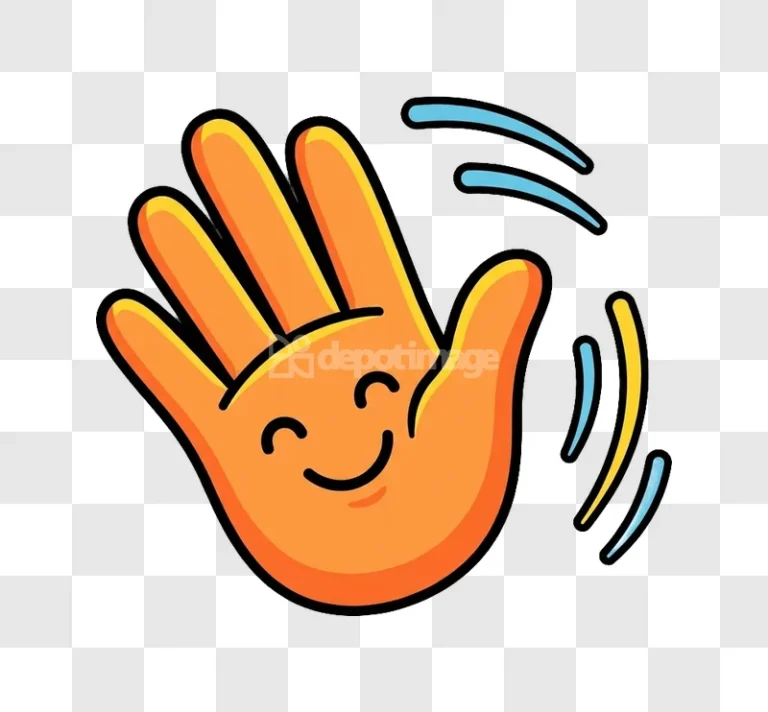 Orange Waving Hand Smiling Cartoon Emoji Icon