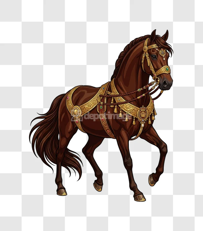 Ornate Horse Harness Gold Jeweled Royal Style
