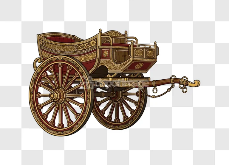 Ornate Royal Carriage or Chariot Illustration red gold intricate details