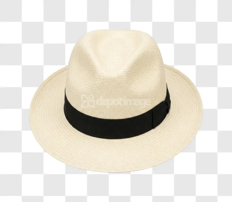 Panama Hat With Black Band Closeup light straw texture