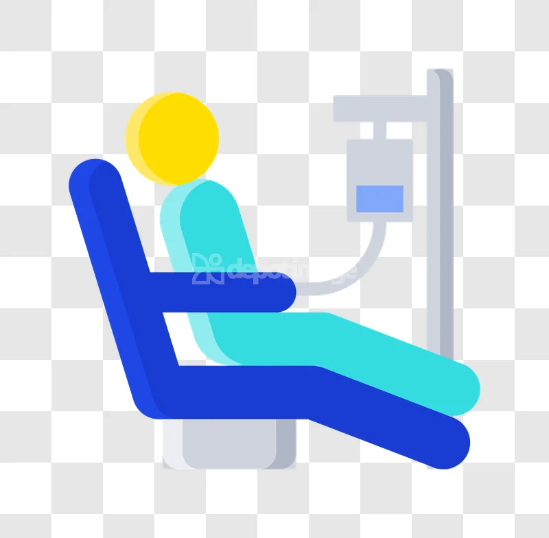 Patient Receiving Intravenous Drip Medical Care flat icon blue yellow