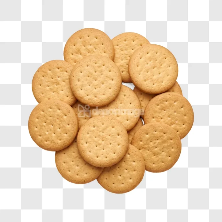 Pile of Round Biscuits light brown texture isolated background