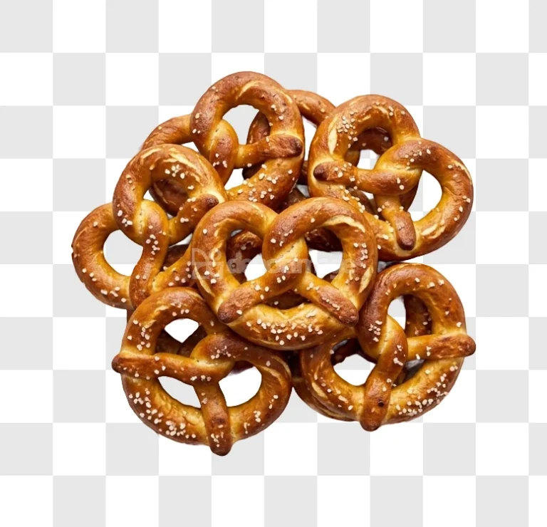 Pile Salty Soft Pretzels golden brown baked texture, visible salt