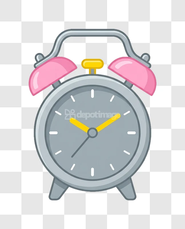Pink Bells Grey Alarm Clock Icon