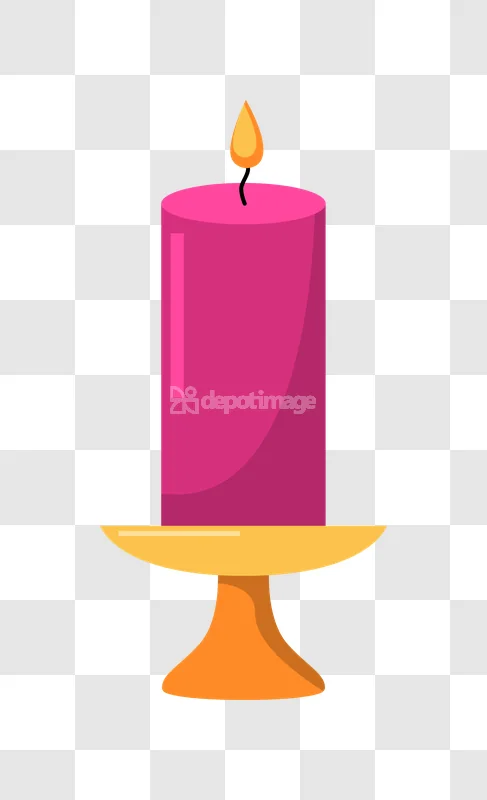 Pink Festive Candle on Gold Stand