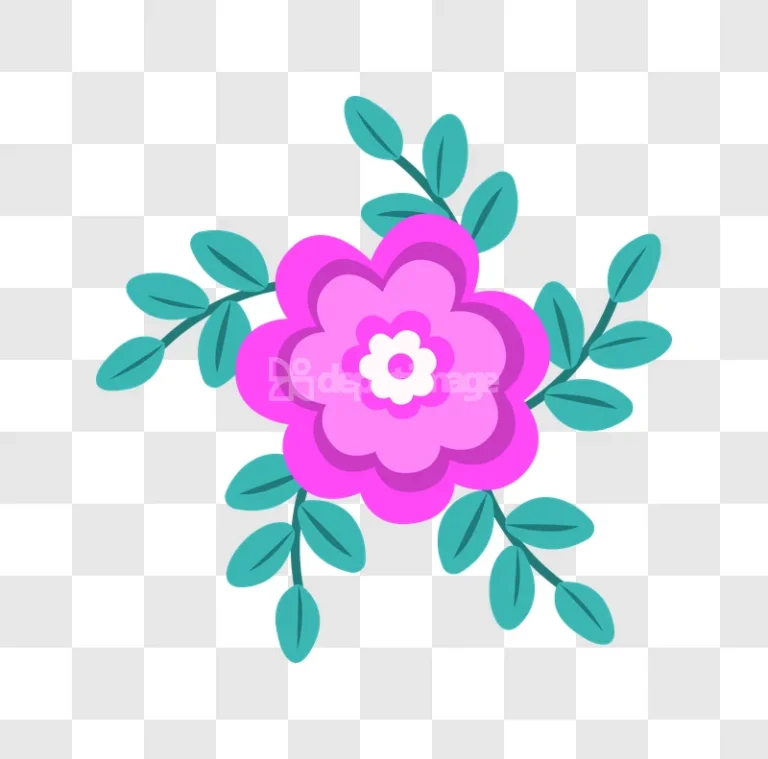Pink Flower Teal Leaves Wedding Decoration Element