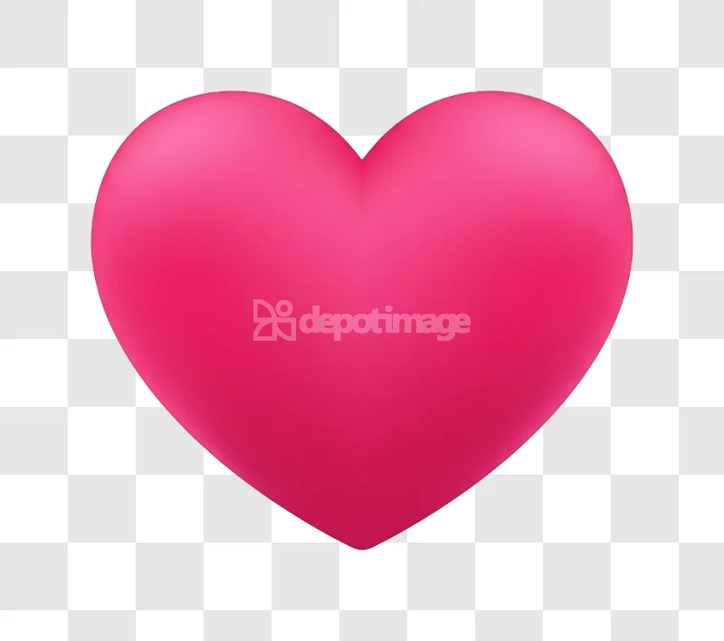 Pink Glossy Gradient Heart Love Symbol bright pink gradient transparent background