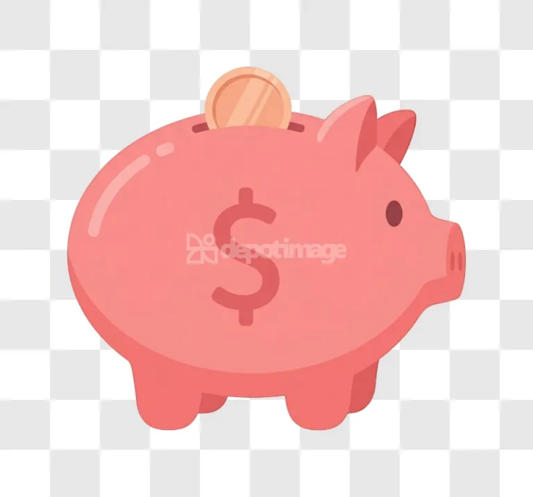 Pink Piggy Bank Dollar Coin Savings Symbol