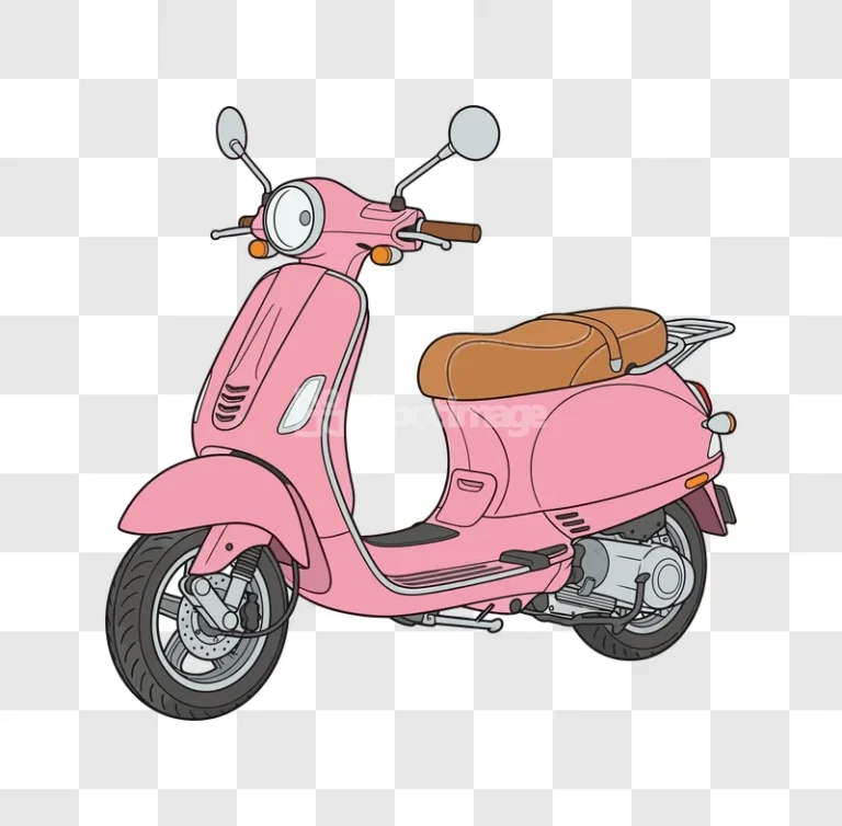 Pink Scooter Vector Illustration cartoon style brown seat black background